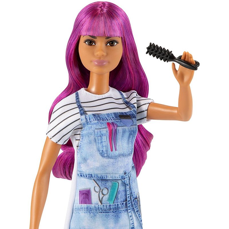 Mattel Barbie Salon Stylist Doll (12-in/30.40-cm), Purple Hair, Accessories