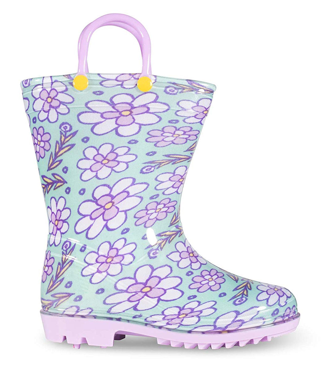 Lilly Of New York Girls 5-10 Toddler Floral Mint Rainboot