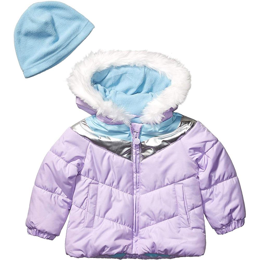 London Fog Girls 4-6X Metallic Puffer with Hat