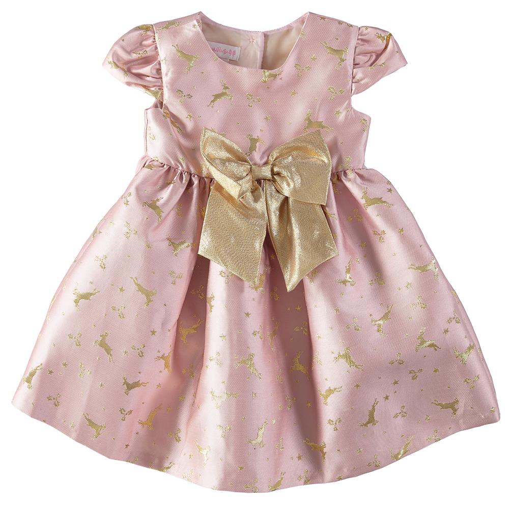 Bonnie Jean Girls 2T-4T Reindeer Jacquard Bow Dress