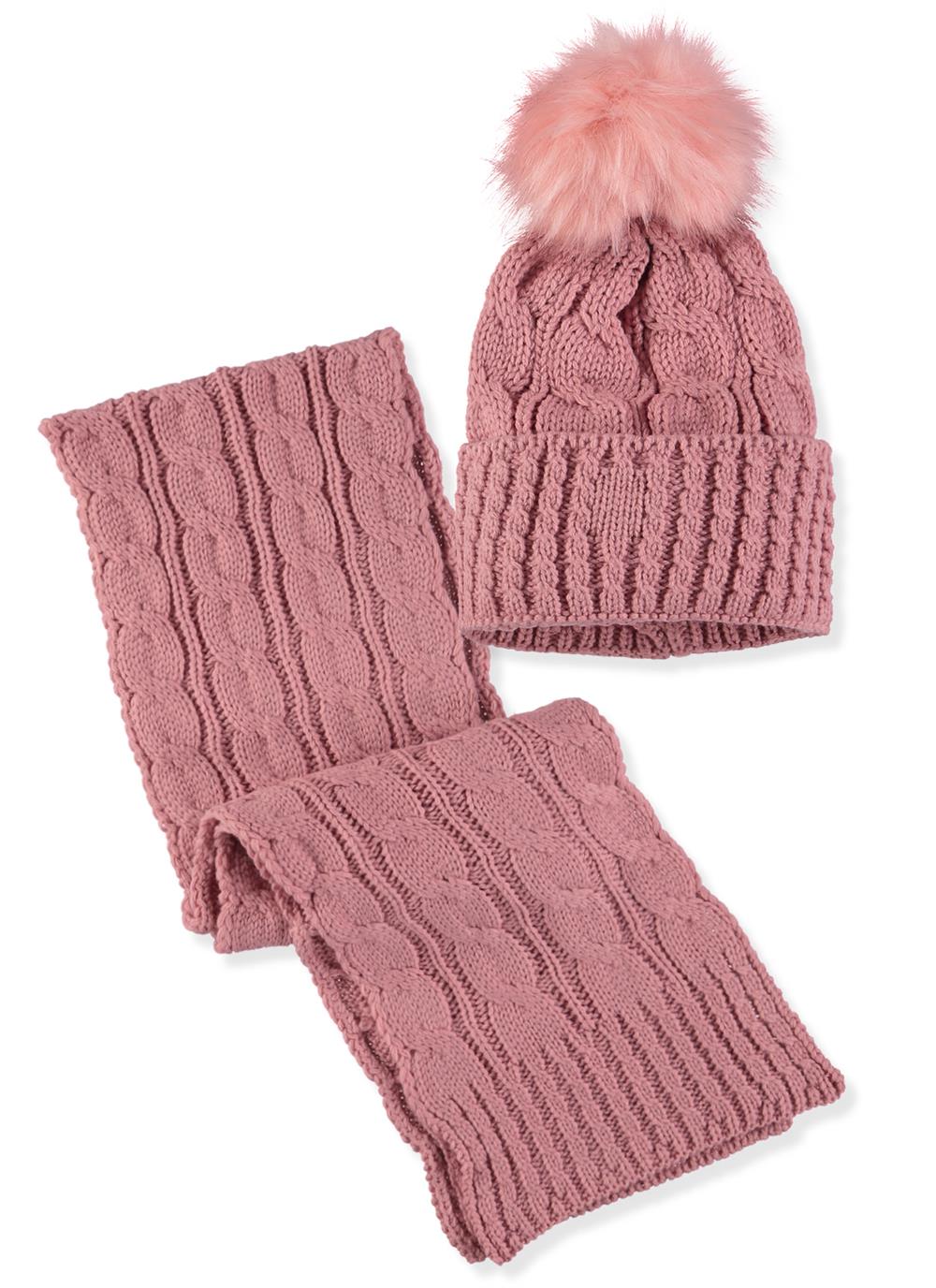 Connex Gear Womens Cable Knit Hat and Scarf 2-Piece Set