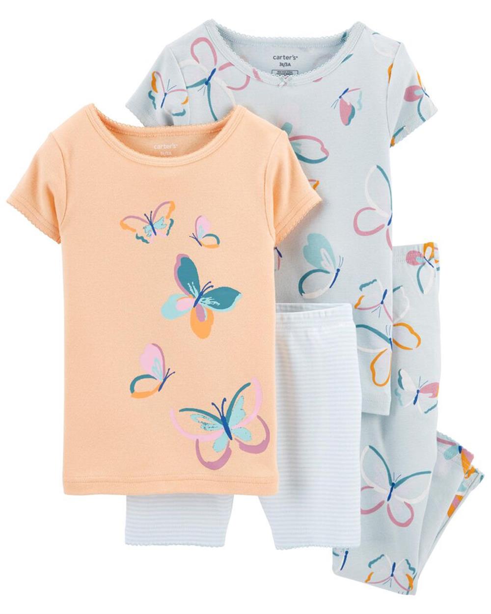 Carters Girls 2T-5T 4-Piece Butterfly 100% Snug Fit Cotton PJs