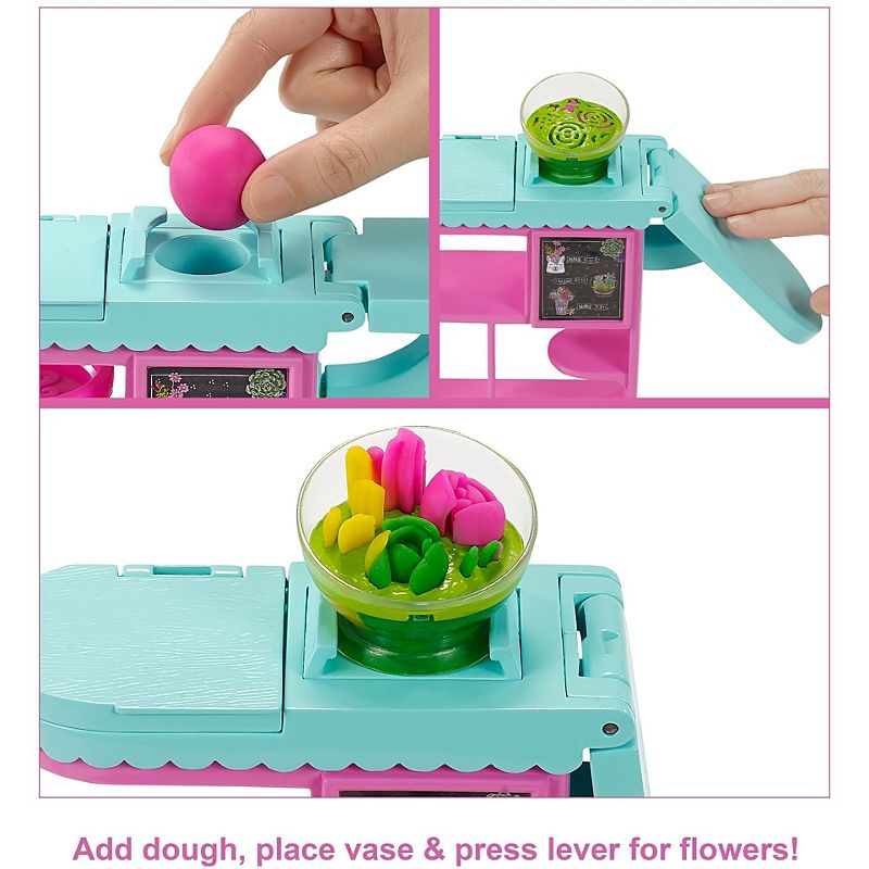 Mattel Barbie Florist Playset with 12-in Blonde Doll, Flower-making Station, 3 Dough Colors, Mold, 2