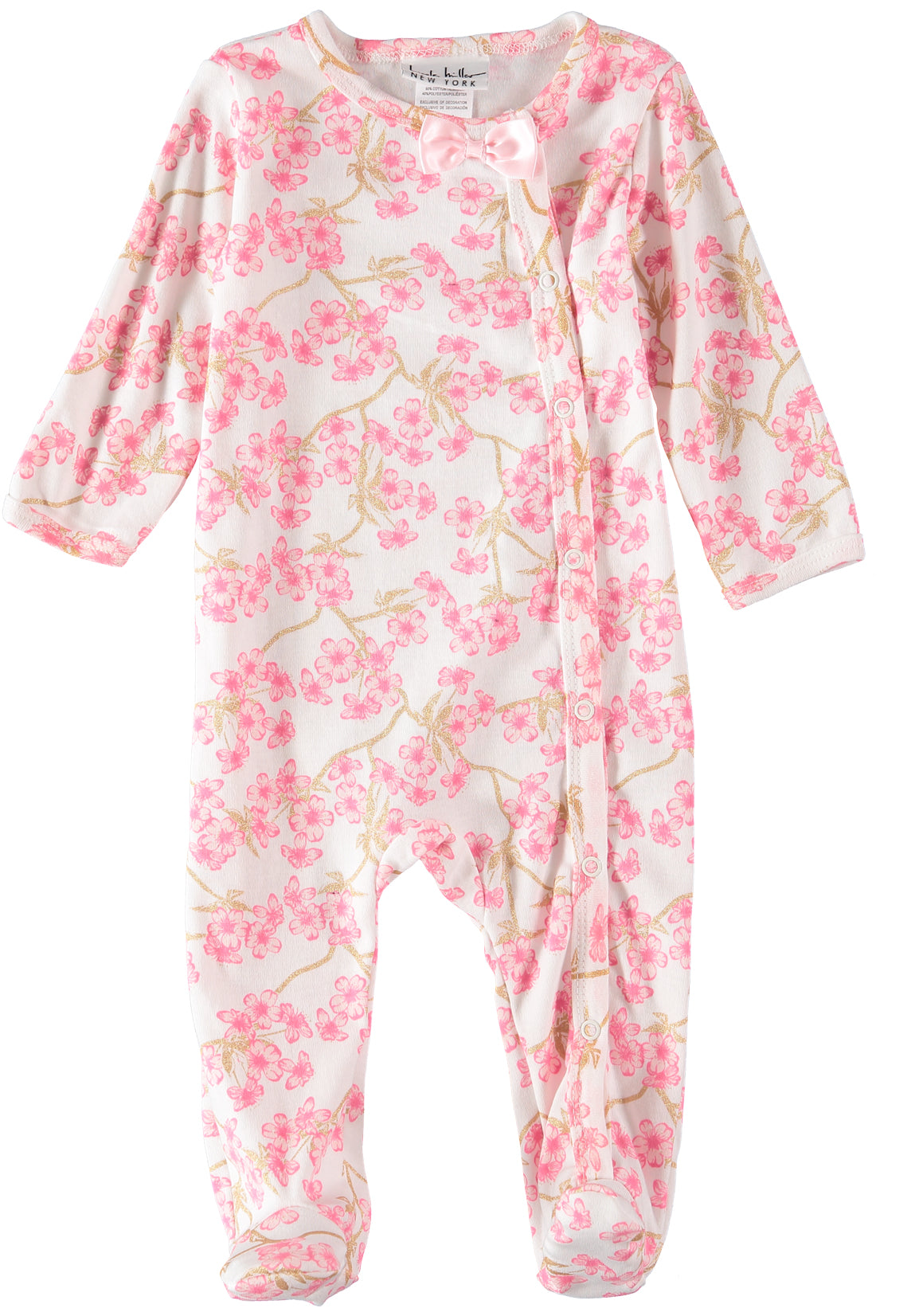 Nicole Miller Girls 0-9 Months Floral Sleep and Play with Headband