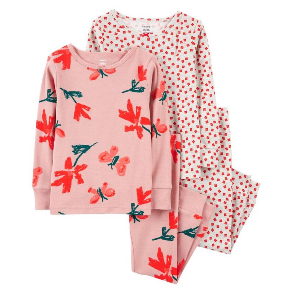 Carters Girls 0 Months-4T 4-Piece Floral 100% Snug Fit Cotton PJs