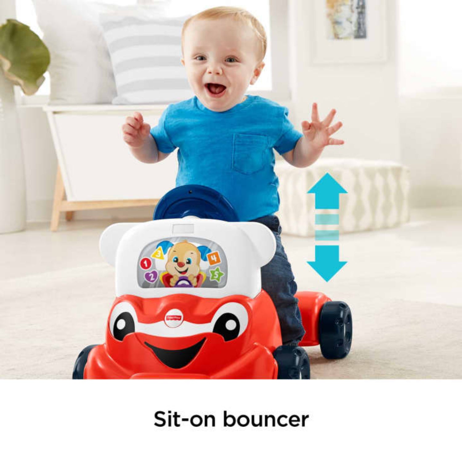 Fisher Price Laugh & Learn 3-In-1 Smart Car, Interactive Baby Ride-On Toy