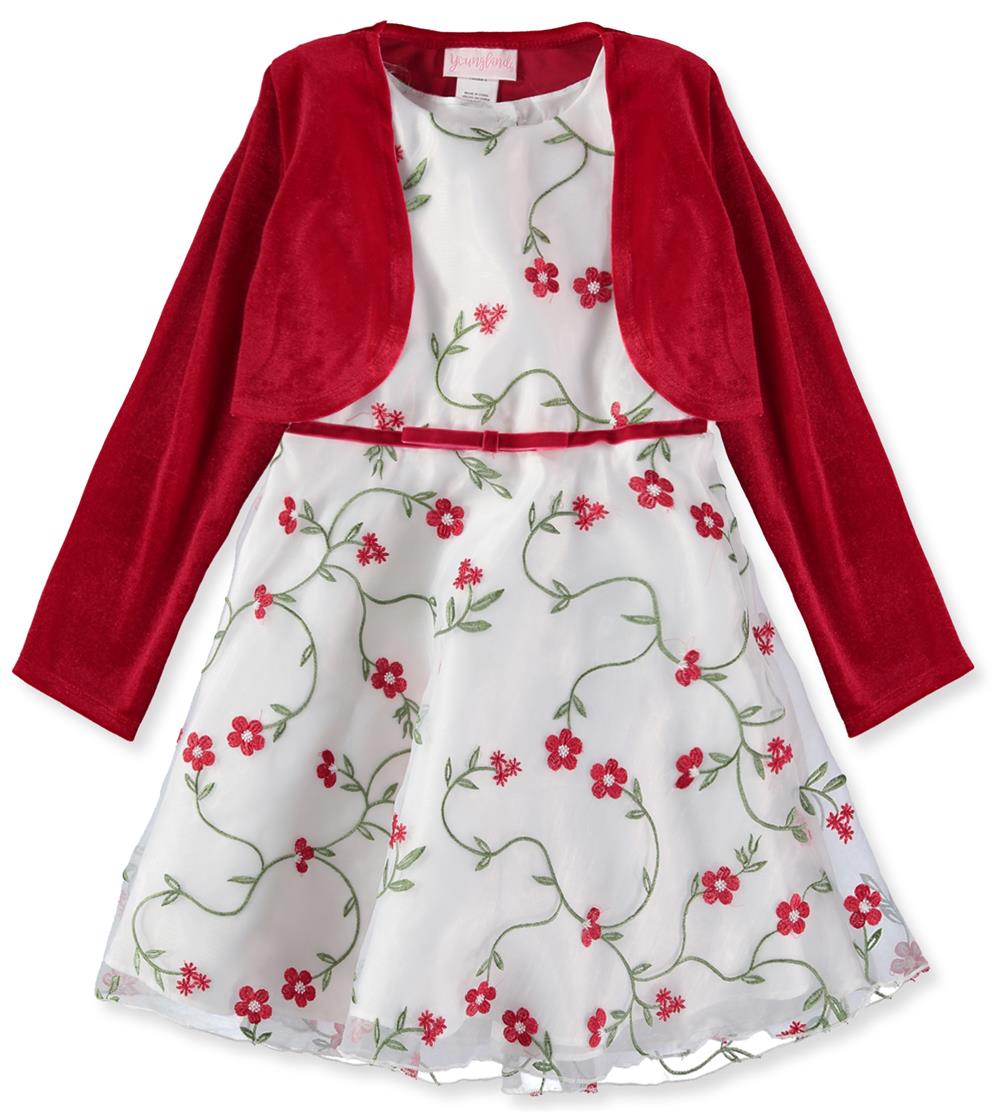 Youngland Girls 4-6X Shrug Schiffli Dress