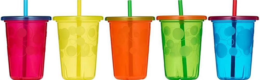 The First Years Take & Toss Straw Cup, Boy, 10 oz, Multicolor, 4 Count