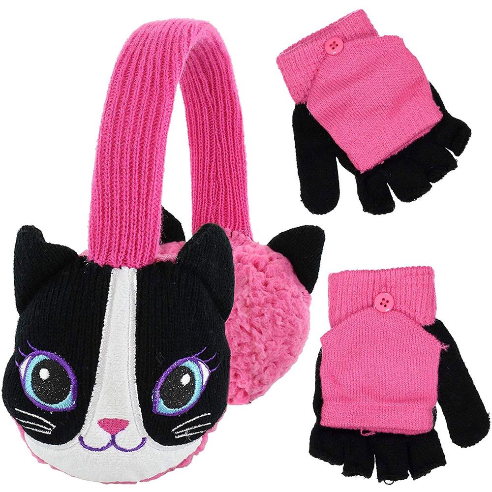 Addie & Tate Girls 4-6X Kitty Earmuff Set