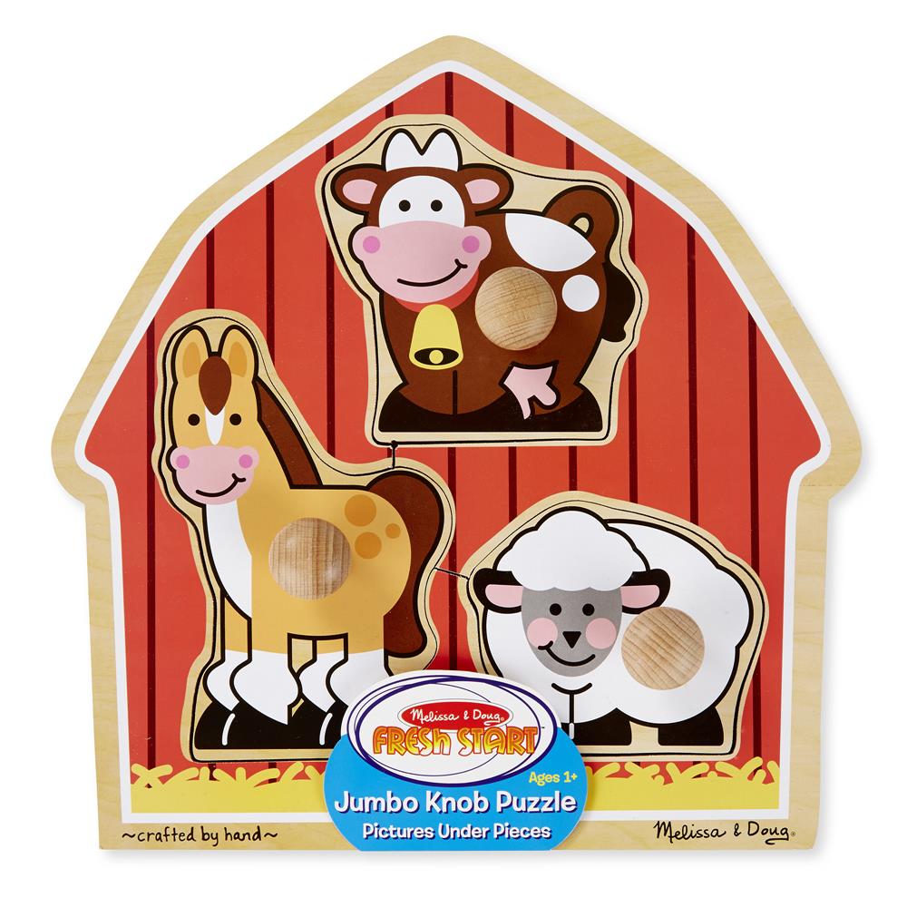 Melissa and Doug Barnyard Animals Jumbo Knob Puzzle - 3 Pieces