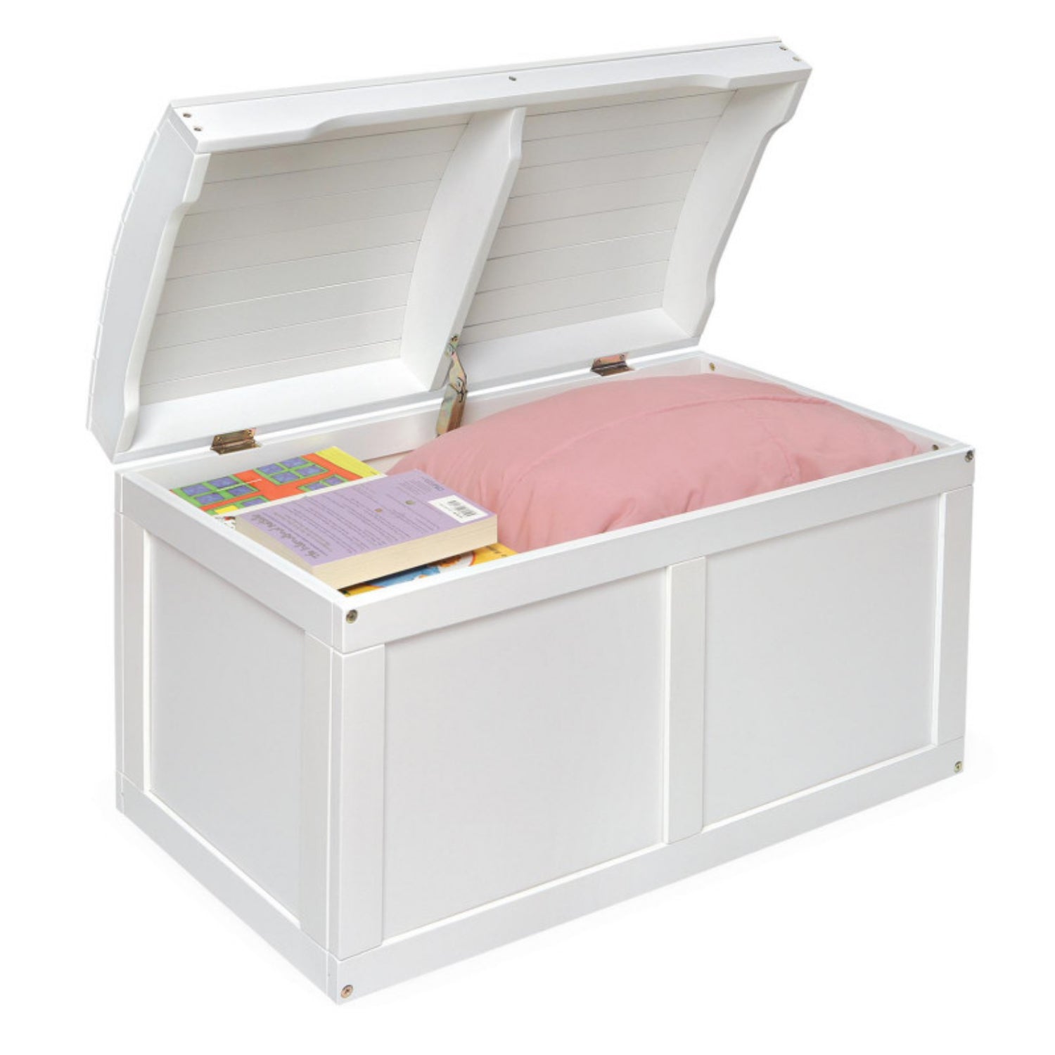 Badger Basket Hardwood Barrel Top Toy Chest – White