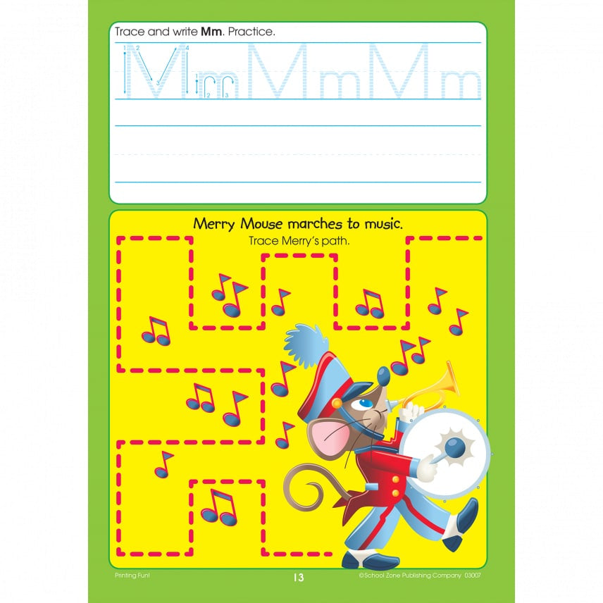 School Zone Printing Fun! Write & Reuse Workbook