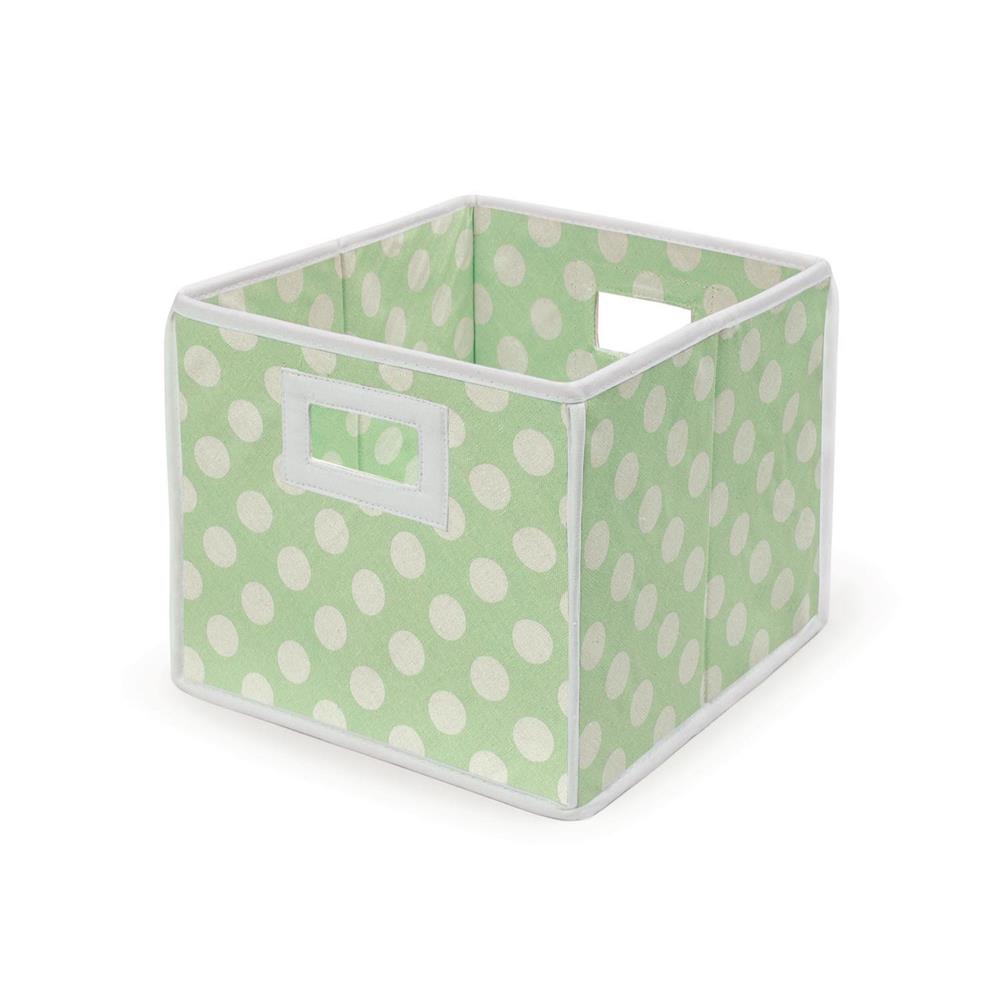 Badger Basket Folding Nursery Basket/Storage Cube-Fabric:Sage Polka Dot