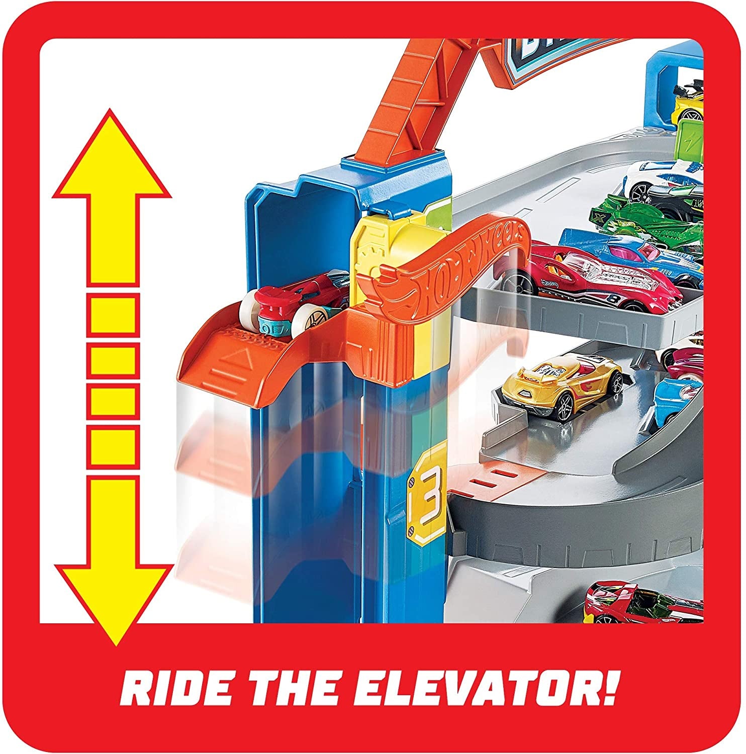 Hot Wheels City Stunt Garage Play Set w/ Elevator to Upper Levels Connects to Other Sets