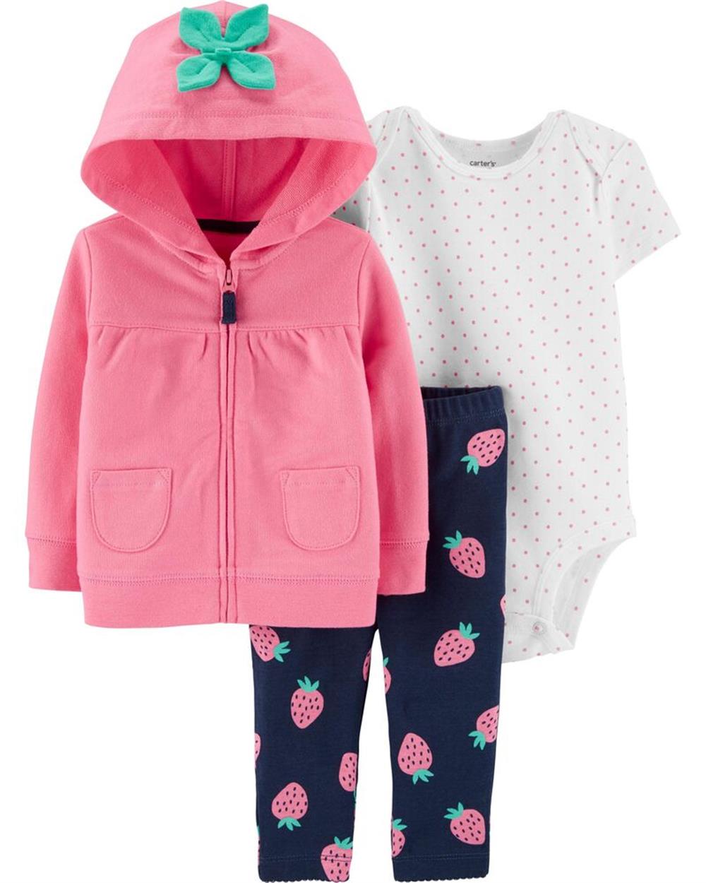 Carters Girls 0-24 Months Strawberry 3-Piece Cardigan Set