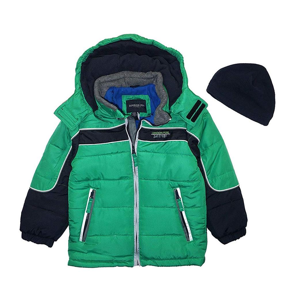 London Fog Boys 8-16 Chest Stripe Jacket with Hat