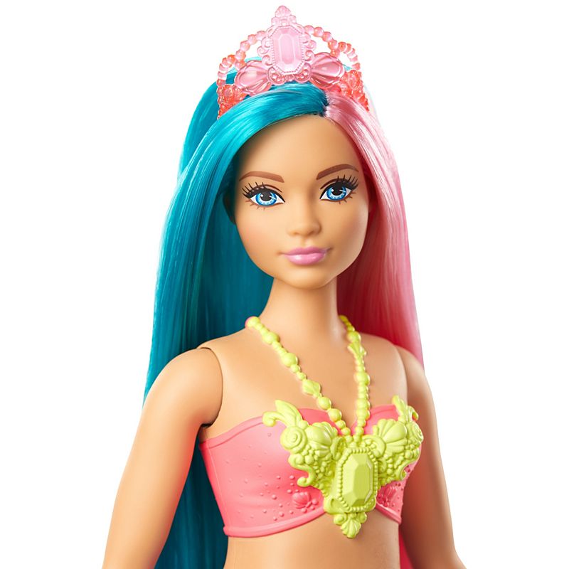 Mattel Barbie Dreamtopia Mermaid Doll, 12-inch, Teal and Pink Hair, with Tiara