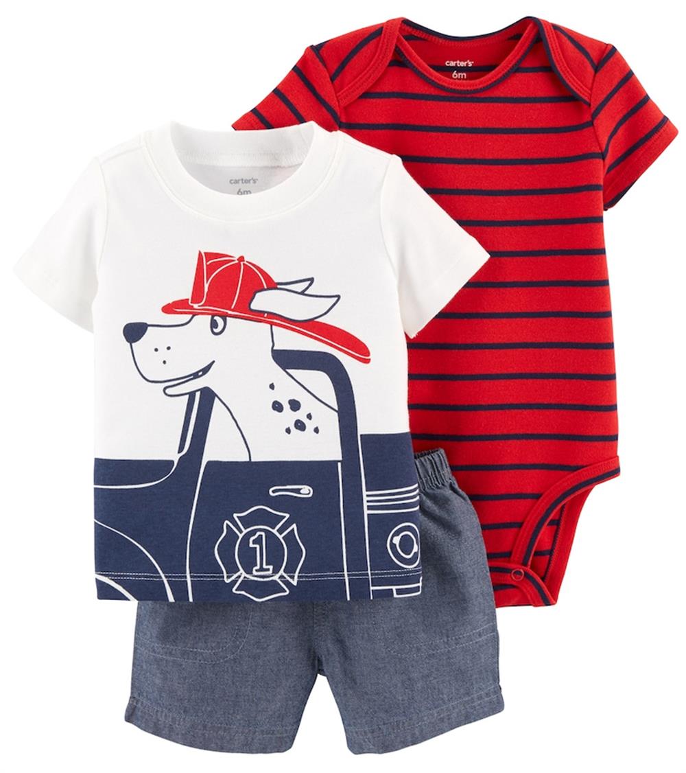 Carters Boys 0-24 Months Puppy 3 Piece Short Set