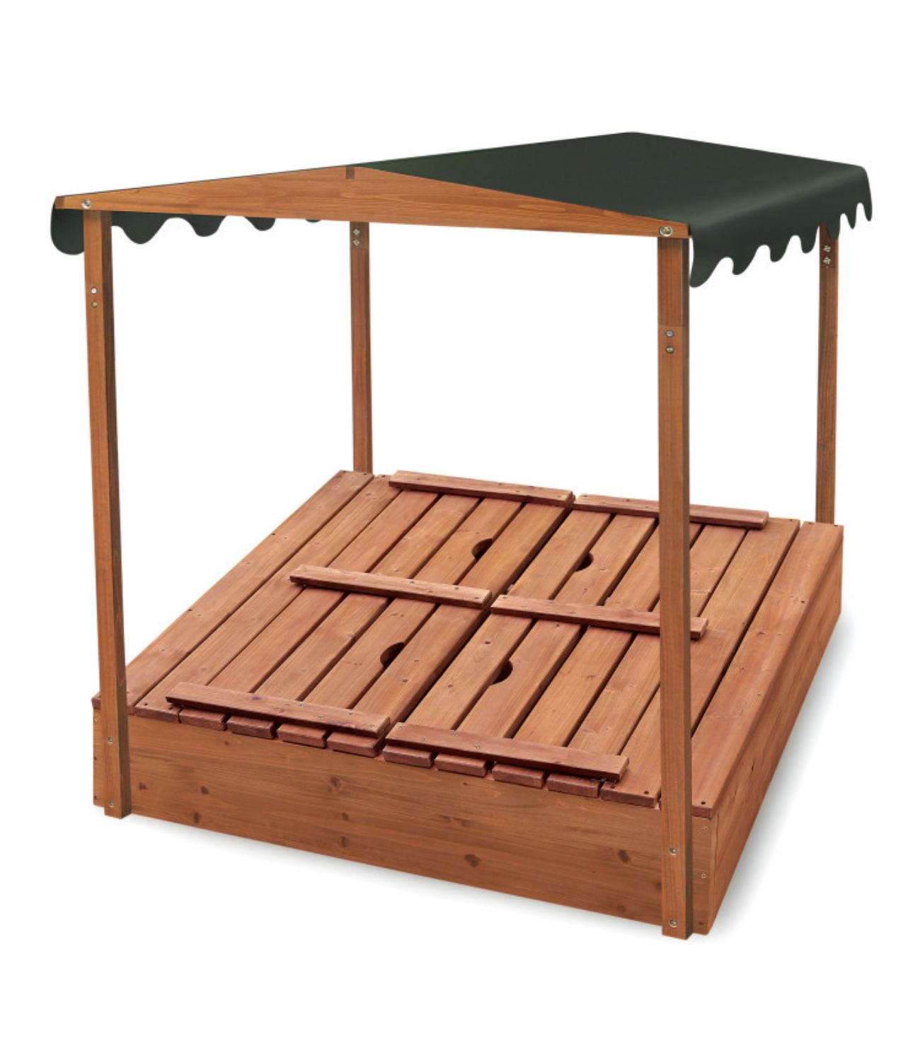 Badger Basket Covered Convertible Cedar Sandbox with Canopy and Two Bench Seats