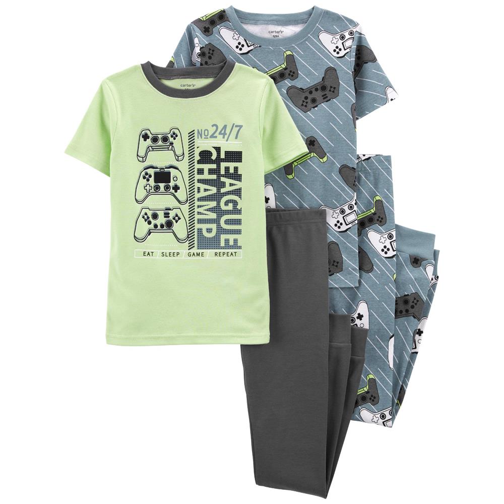 Carters Boys 4-18 4-Piece Gamer 100% Snug Fit Cotton PJs