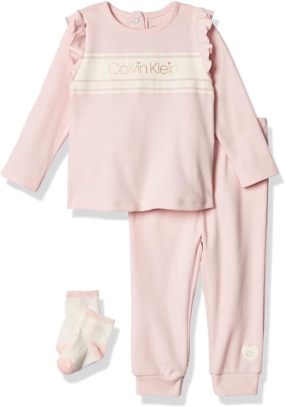 Calvin Klein Girls 3 Piece Ruffle Pant Set w Socks