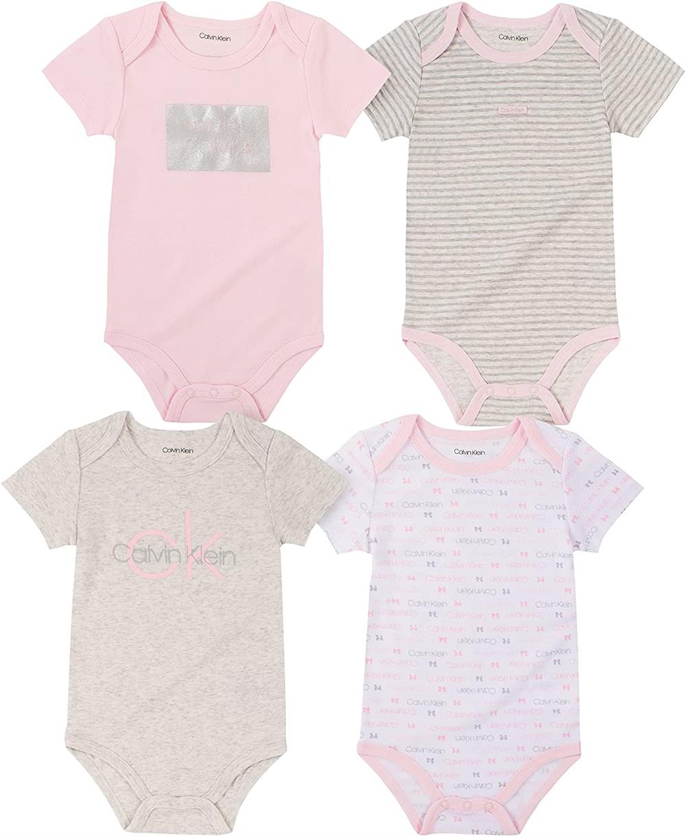 Calvin Klein Girls 12-24 Months 4-Pack Short Sleeve Bodysuit