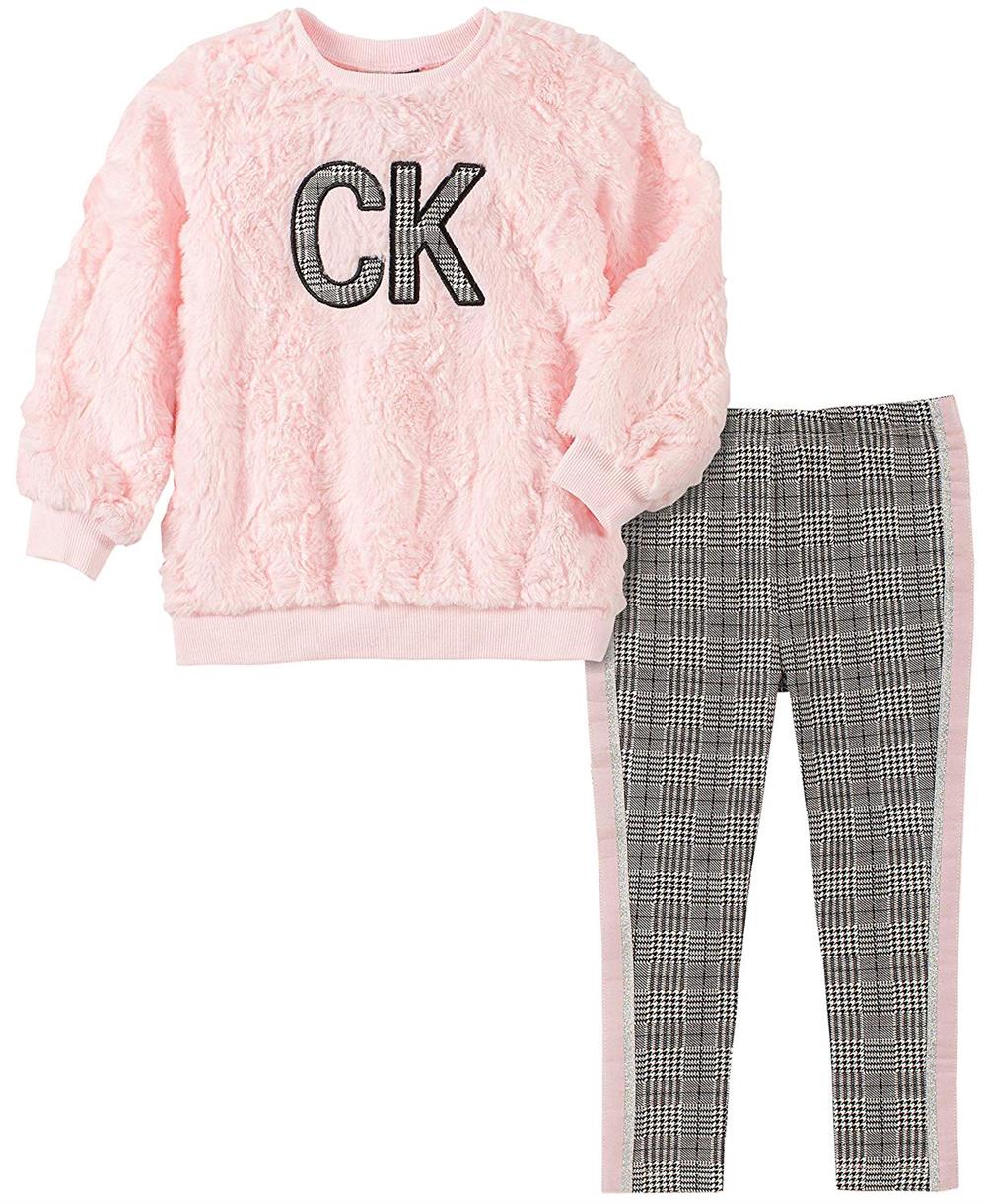 Calvin Klein Girls 2T-4T 2 Piece Fuzzy Leggings Set