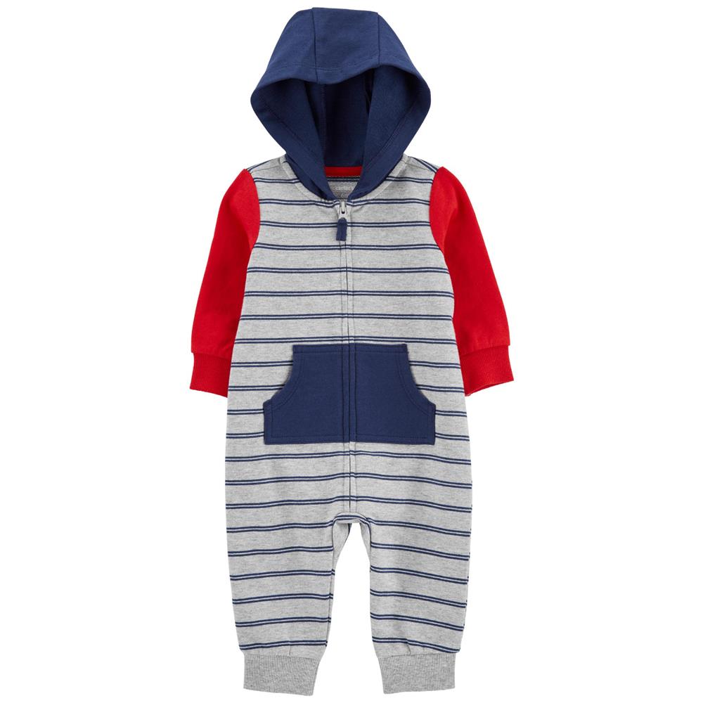 Carters Boys 0-24 Months Baby Striped Zip-Up Jumpsuit