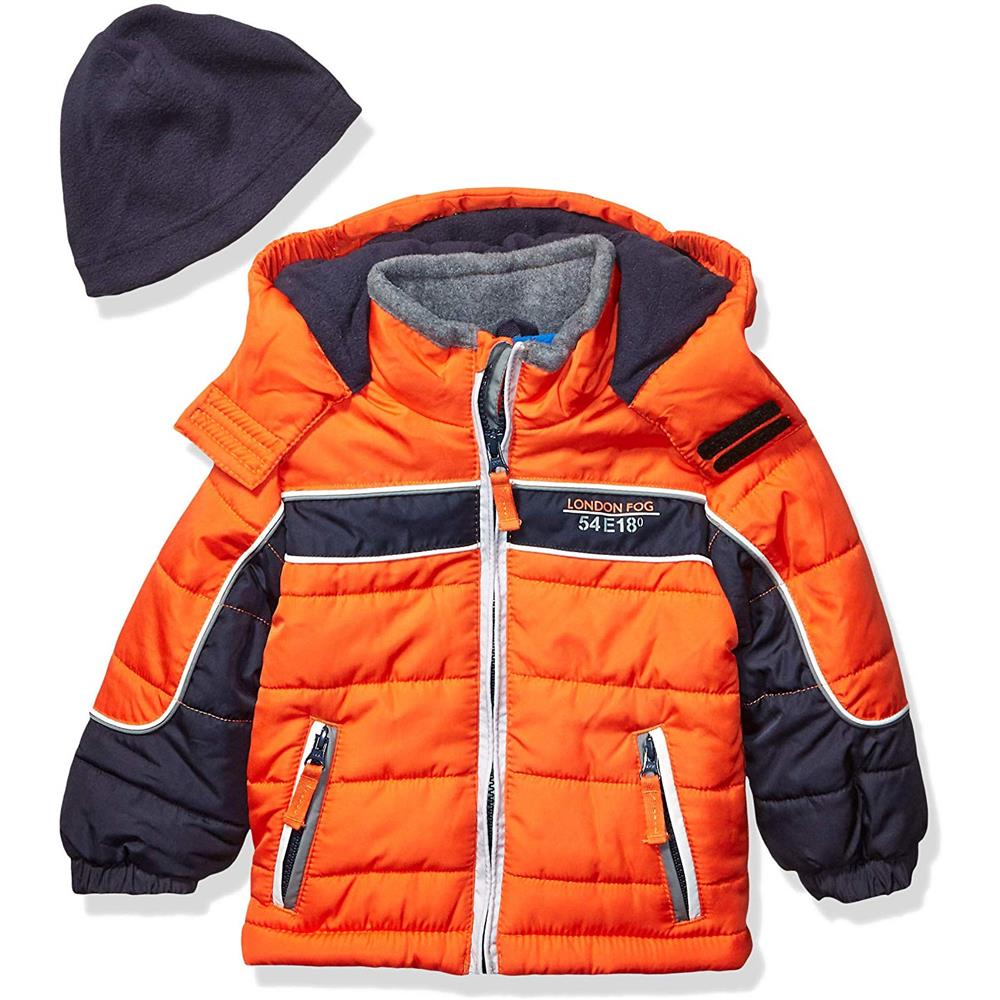 London Fog Boys 4-7 Chest Stripe Jacket with Hat