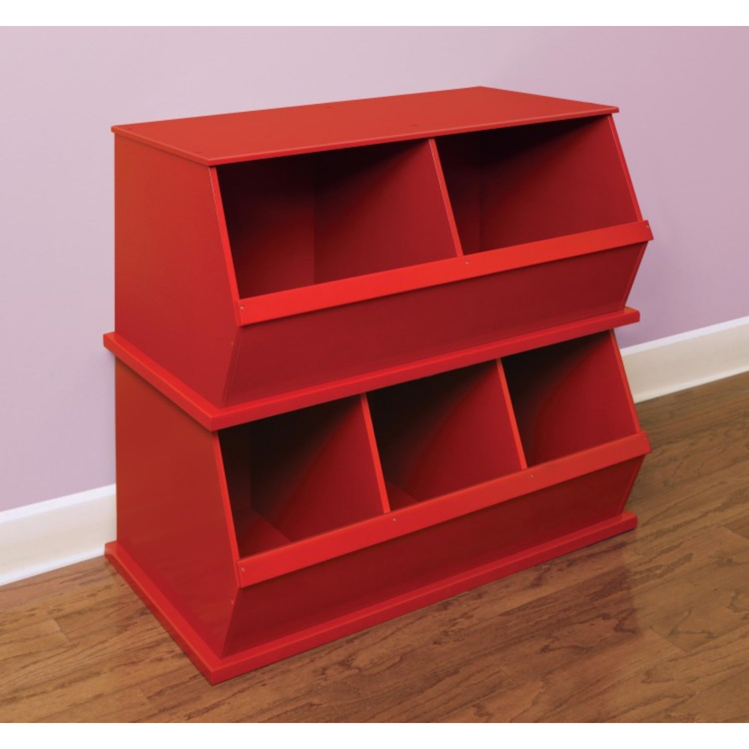 Badger Basket Three Bin Stackable Storage Cubby – Red