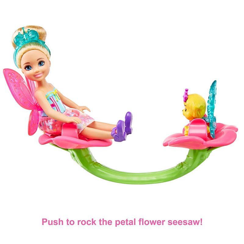 Mattel Barbie Dreamtopia Chelsea Fairy Doll and Fairytale Treehouse Playset with Seesaw