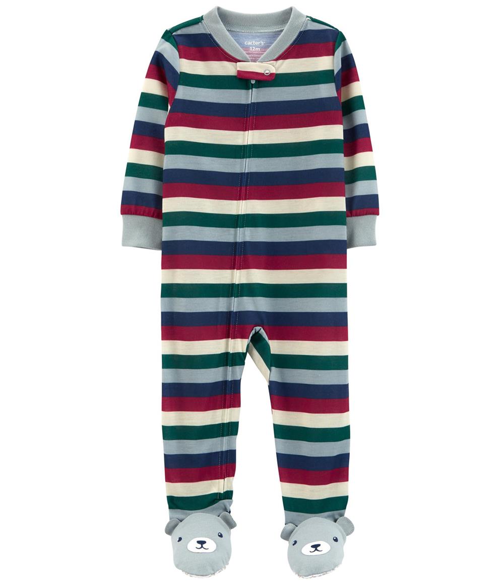 Carters Boys 12-24 Months 1-Piece Striped Loose Fit Footie PJs