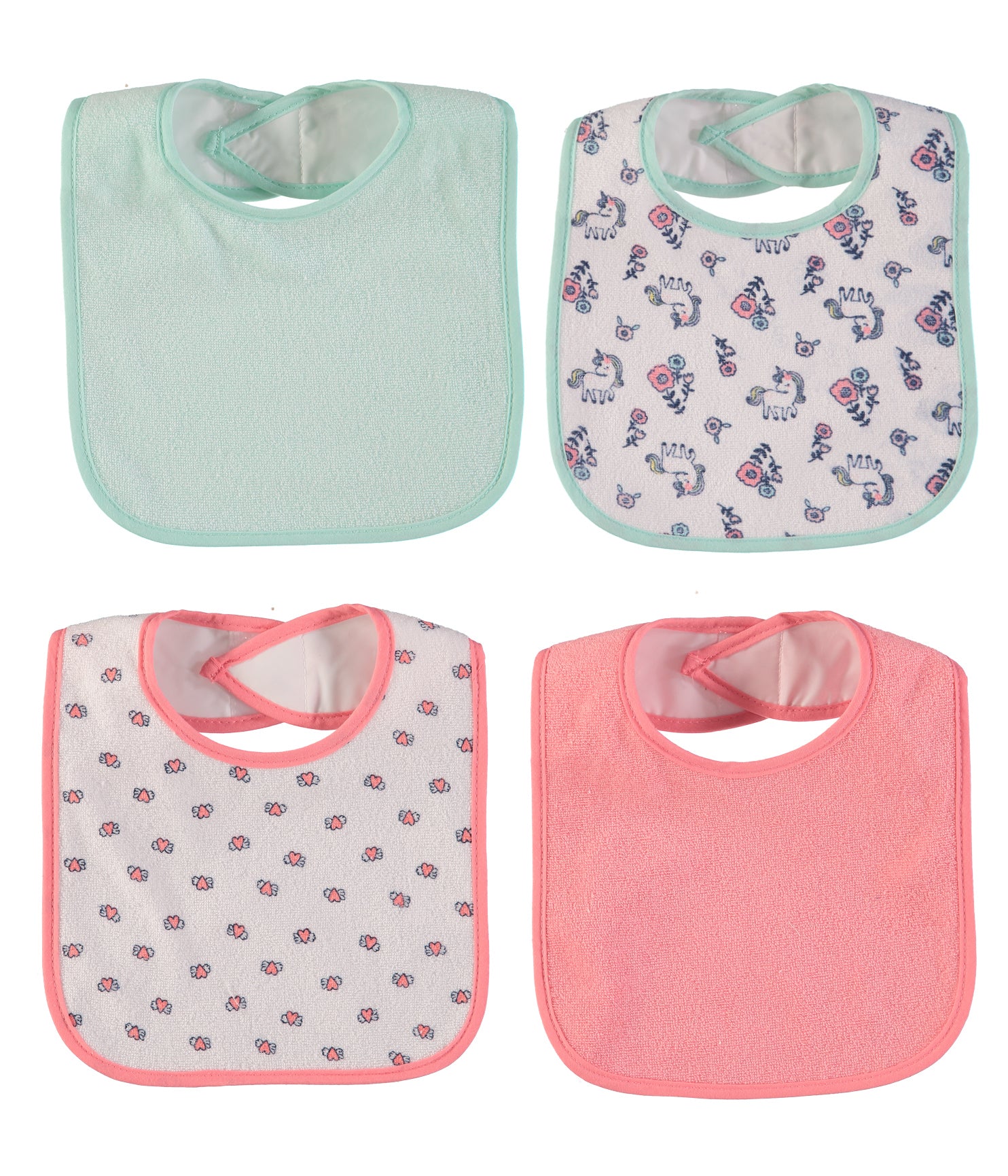 Bon Bebe Baby Girls 7-Pack Bibs with Waterproof Backing