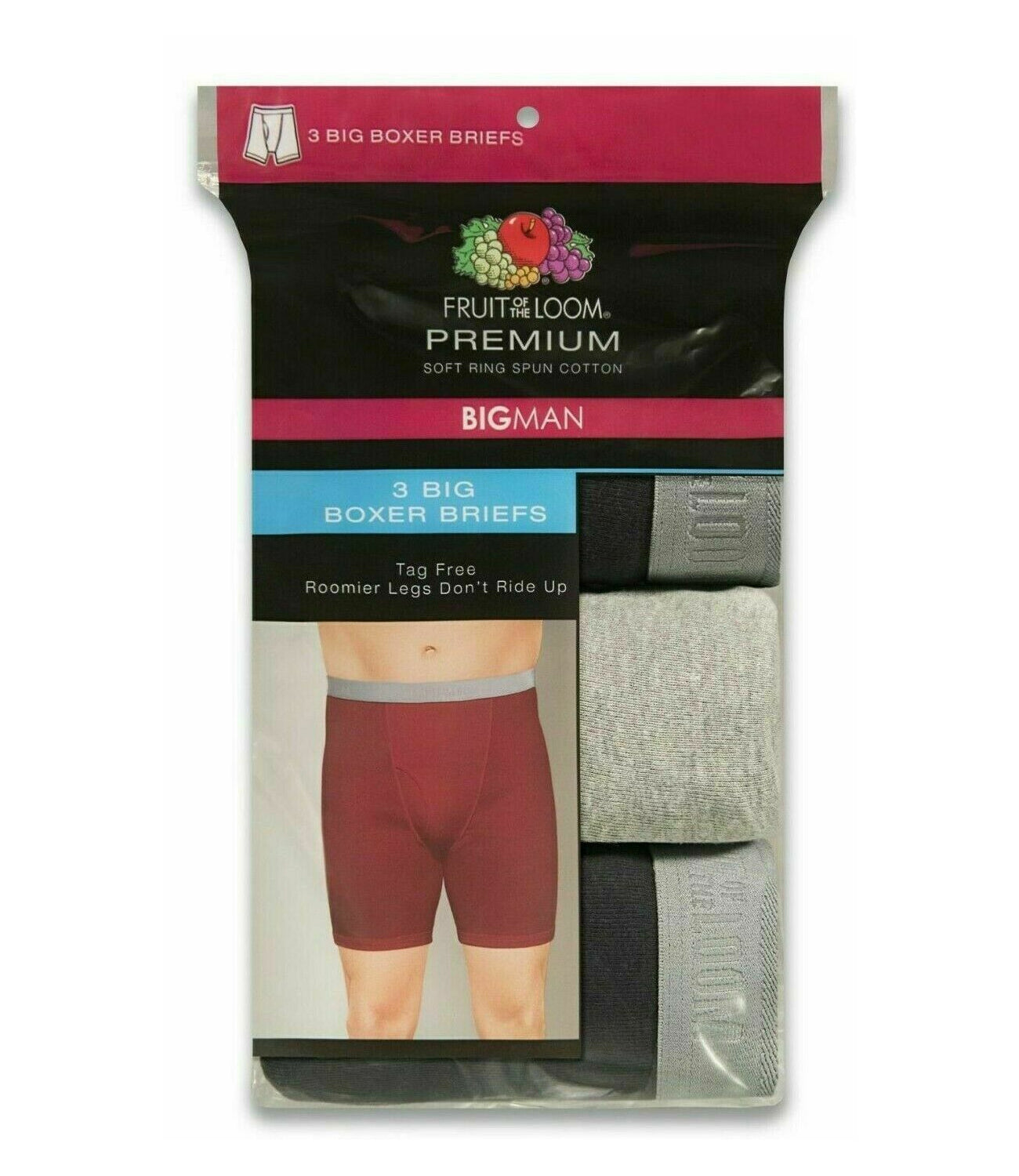 Fruit of the Loom Mens Big Man 3 Pack Knit Underwear