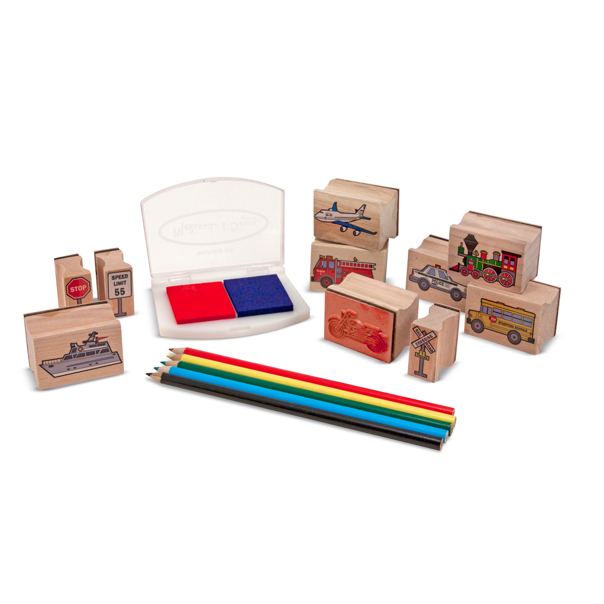 Melissa and Doug Wooden Stamp Set - Vehicles