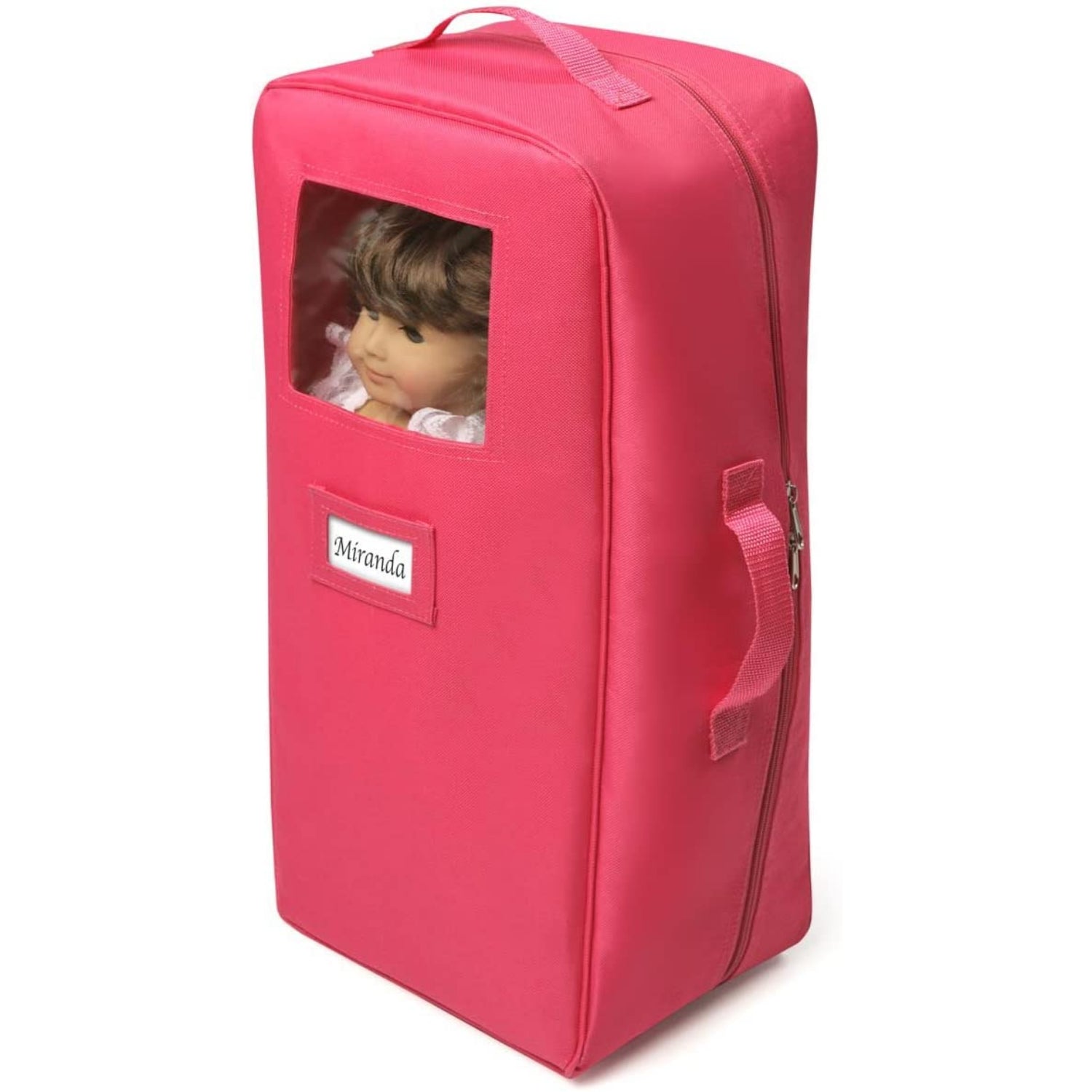 Badger Basket Doll Travel Case with Bed and Bedding - Dark Pink (fits 18'' Dolls)