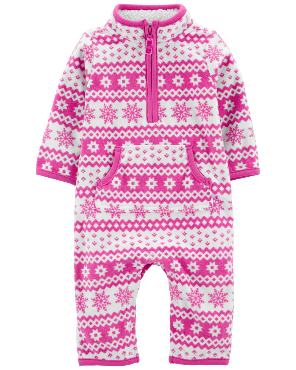 Carters Girls 0-9 Months Fair Isle Fleece Jumpsuit