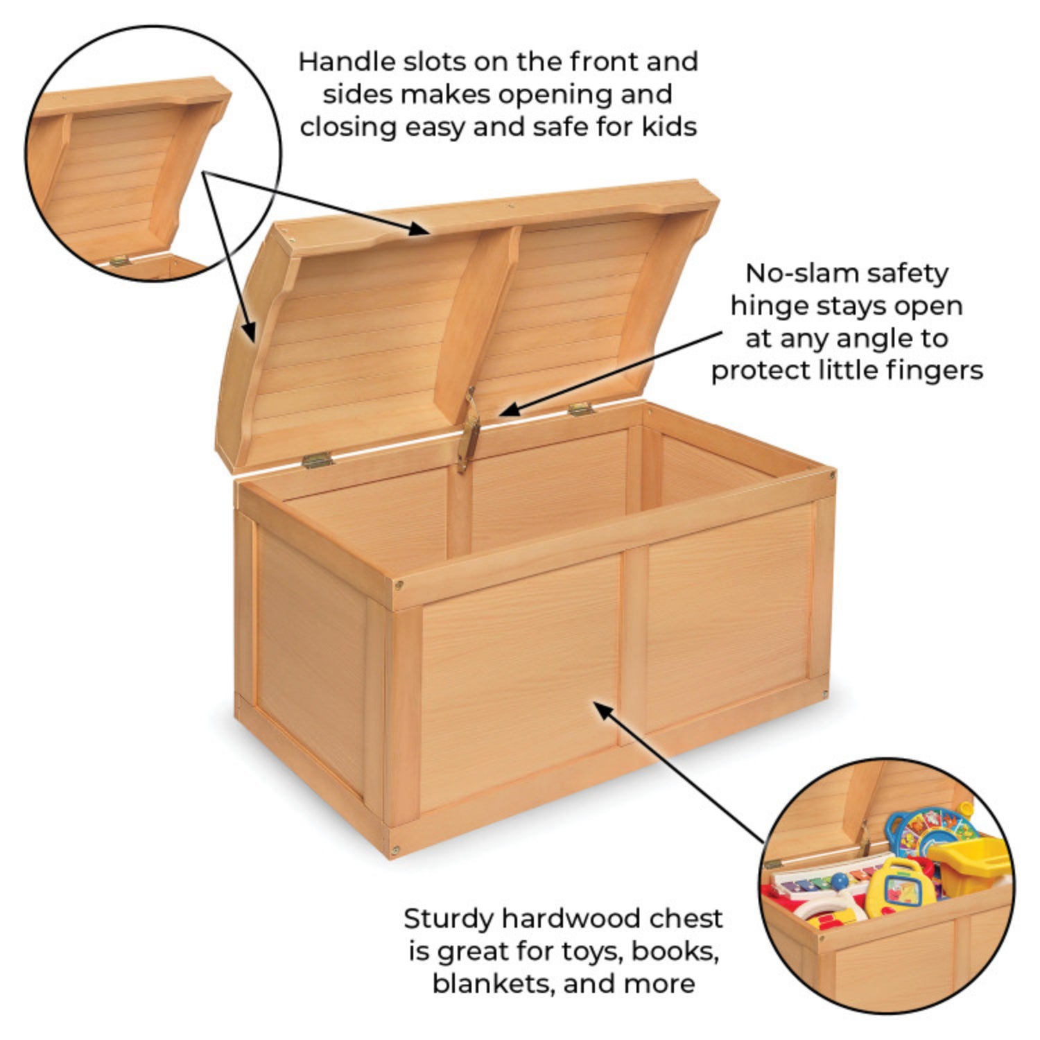 Badger Basket Hardwood Barrel Top Toy Chest – Natural