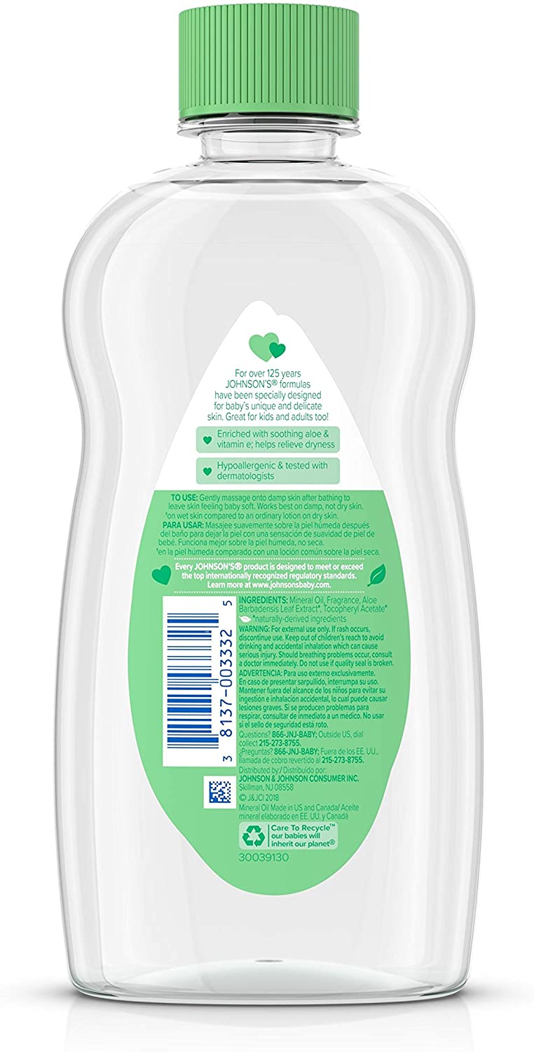 Johnson & Johnson Baby Oil w Aloe & Vitamin E, 14 oz