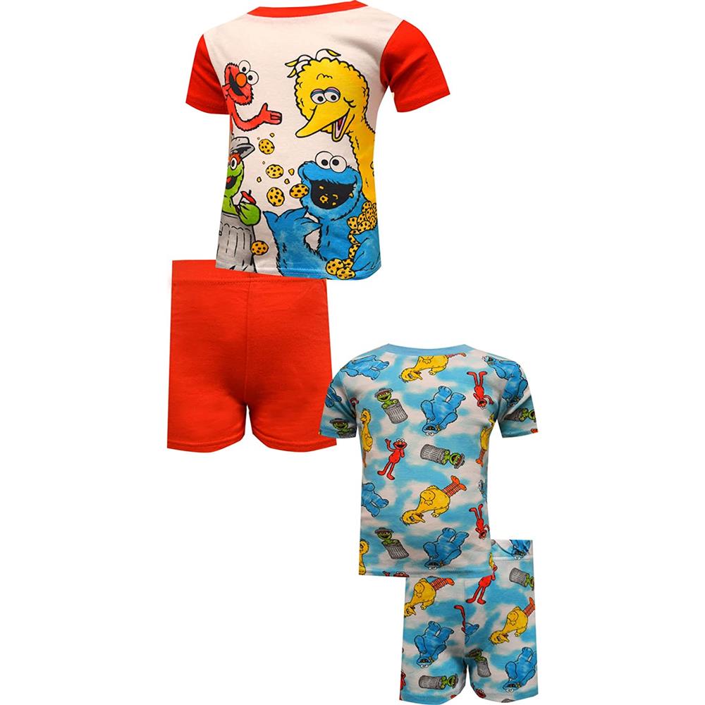 Sesame Street Boys 2T-4T 4-Piece Cotton Pajama Set