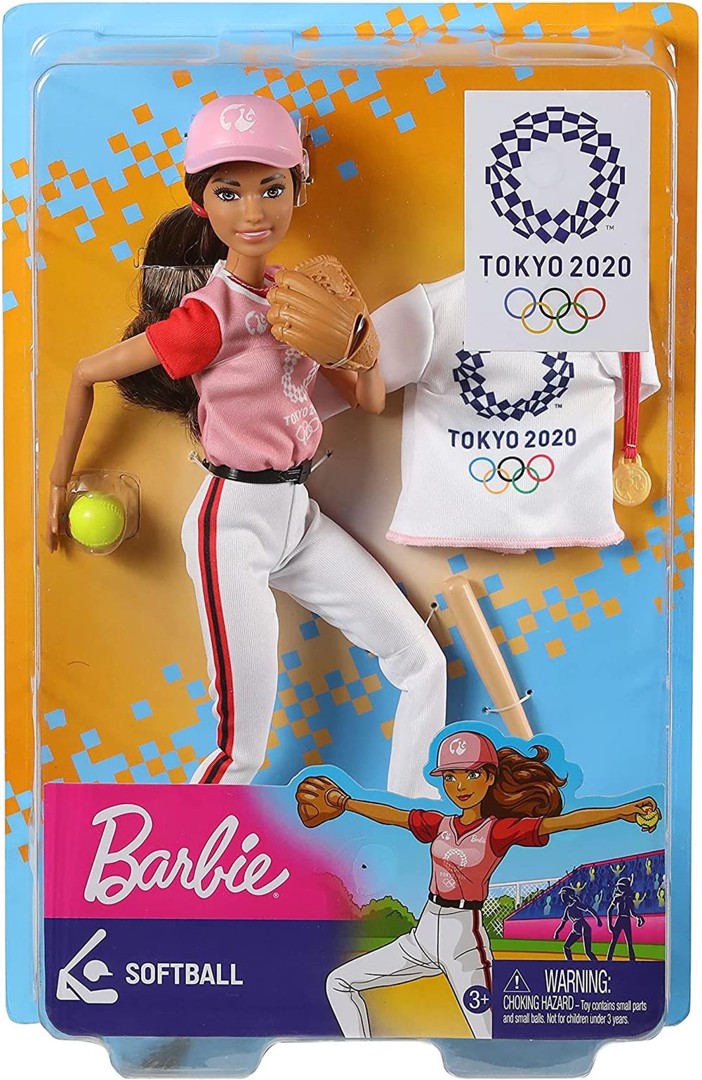 Mattel Barbie Olympic Games Tokyo 2020 Softball Doll with Softball Uniform