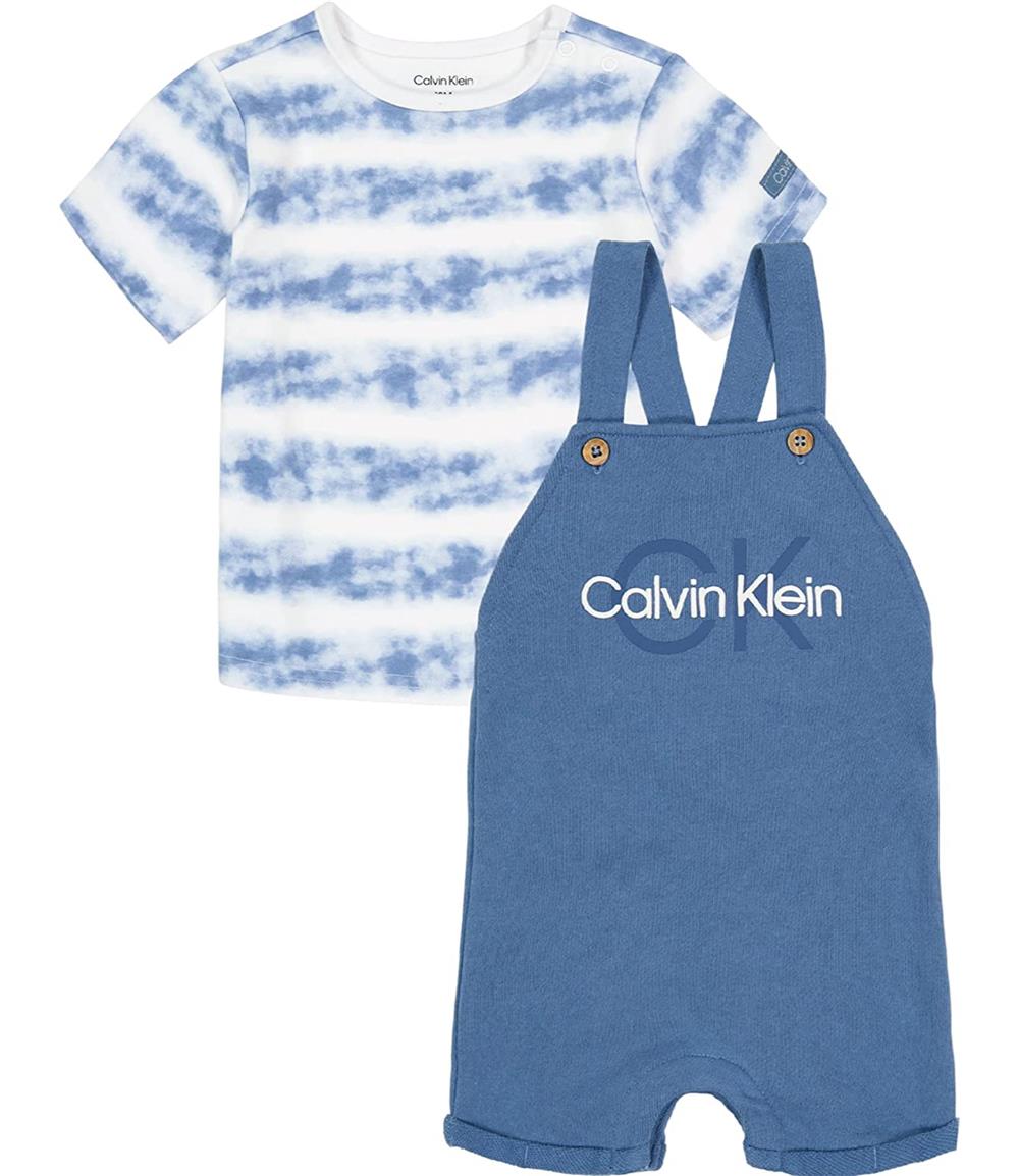 Calvin Klein Boys 0-9 Months 2-Piece Knit Shortall Set