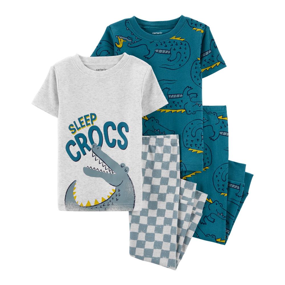 Carters Boys 2T-4T 4-Piece Crocodile Cotton Blend PJs