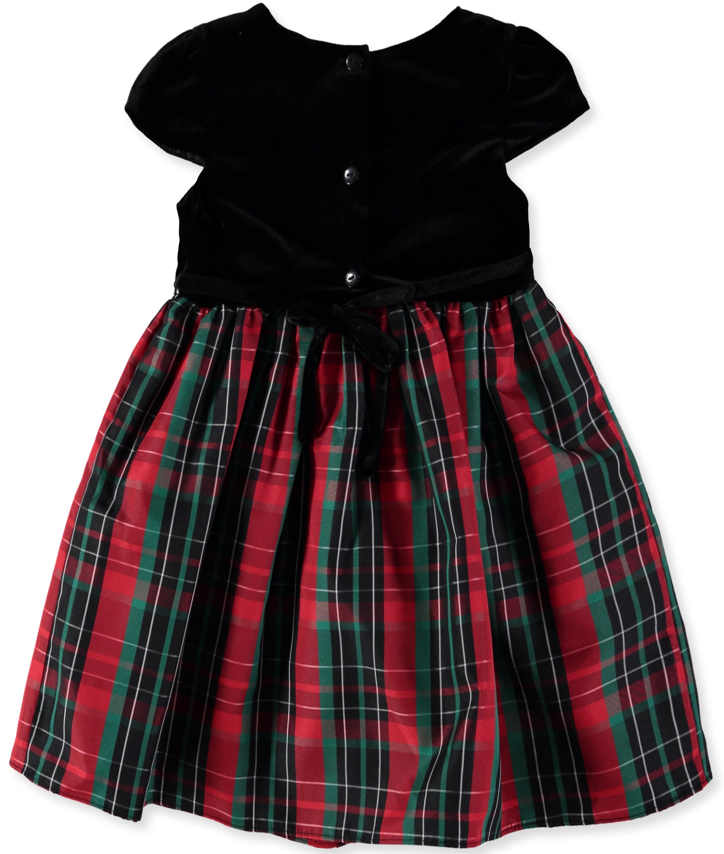 Youngland Girls 2T-4T Velvet Flower Plaid Dress