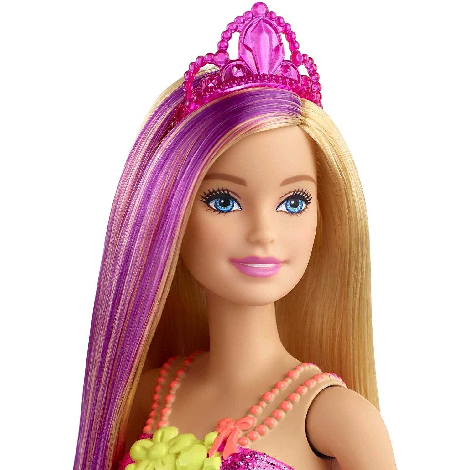 Barbie Barbie Dreamtopia Princess Doll, 12-inch, Blonde with Purple Hairstreak Wearing Pink Skirt an