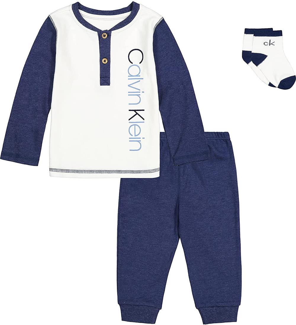 Calvin Klein Boys 0-9 Months 3-Piece Henley Pant Set