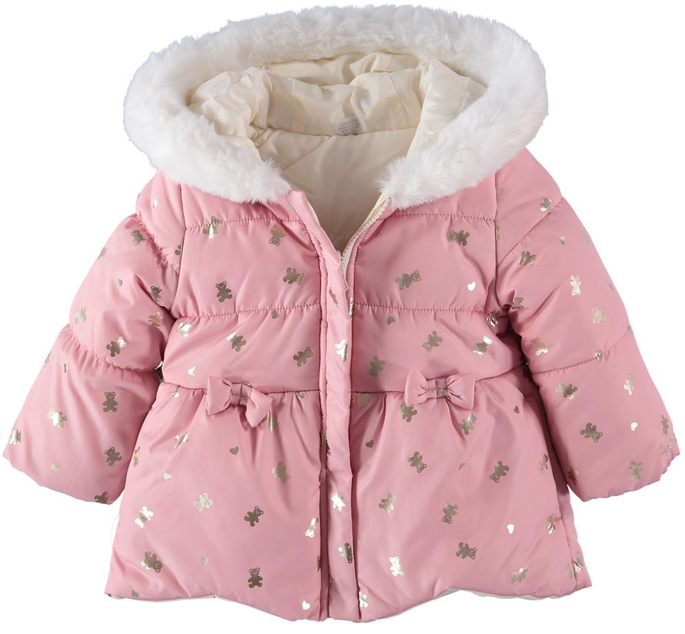 London Fog Girls 12-24 Months Foil Bow Reversible Jacket