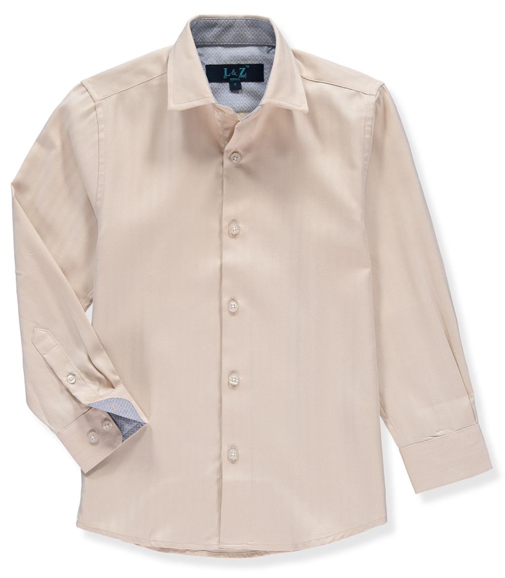 Leo & Zachary Boys 2-16 Sand Tonal Stripe Dress Shirt