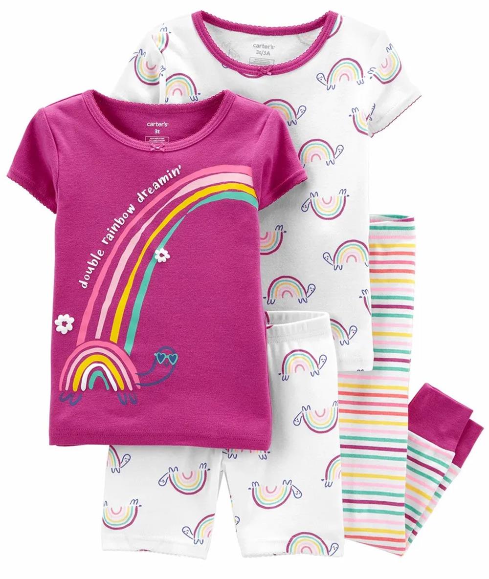 Carters Girls 2T-4T 4-Piece Rainbow Snug Fit Cotton PJs