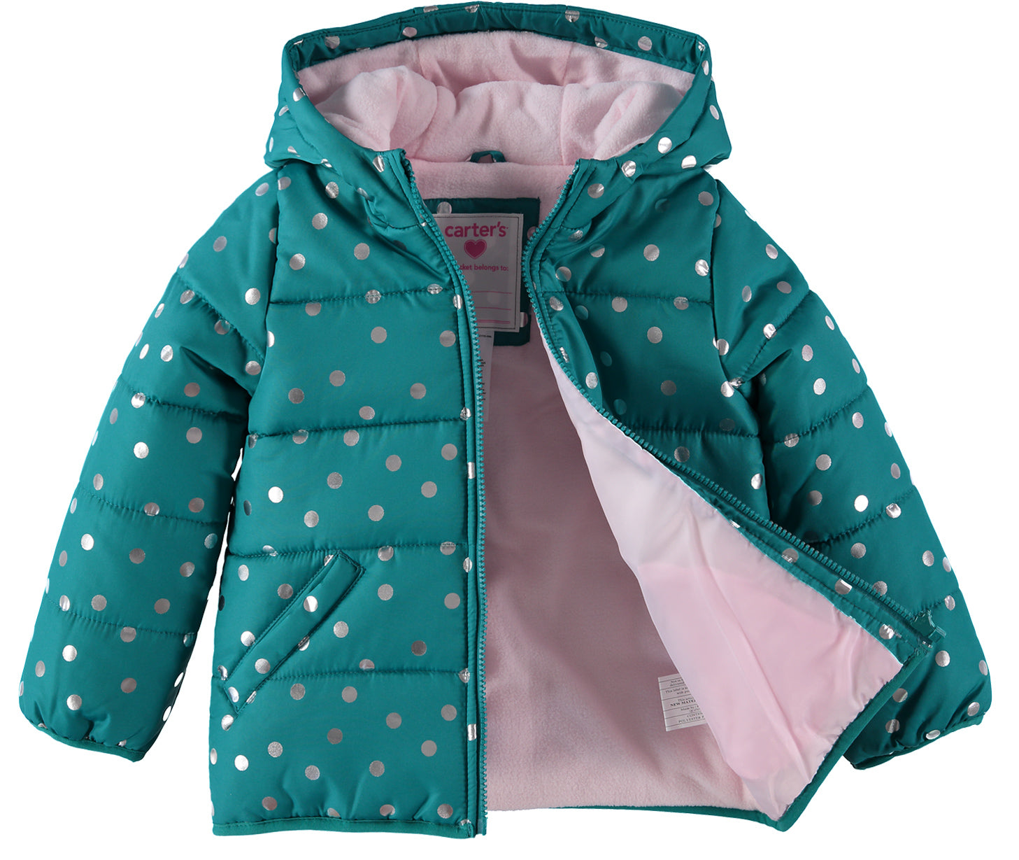 Carters Girls 4-6X Foil Dot Puffer Jacket